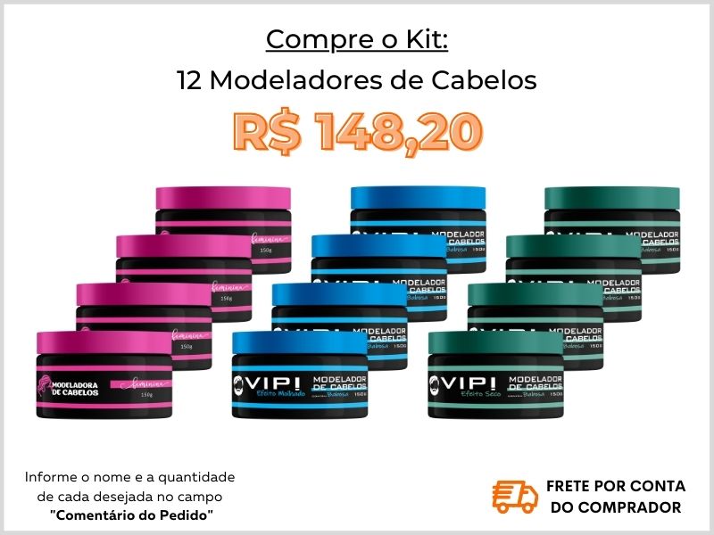 Kit com 12 Modeladores de Cabelos de 150g cada + site + loja virtual Amei Cosméticos