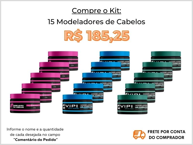 Kit com 15 Modeladores de Cabelos de 150g cada + site + loja virtual Amei Cosmticos