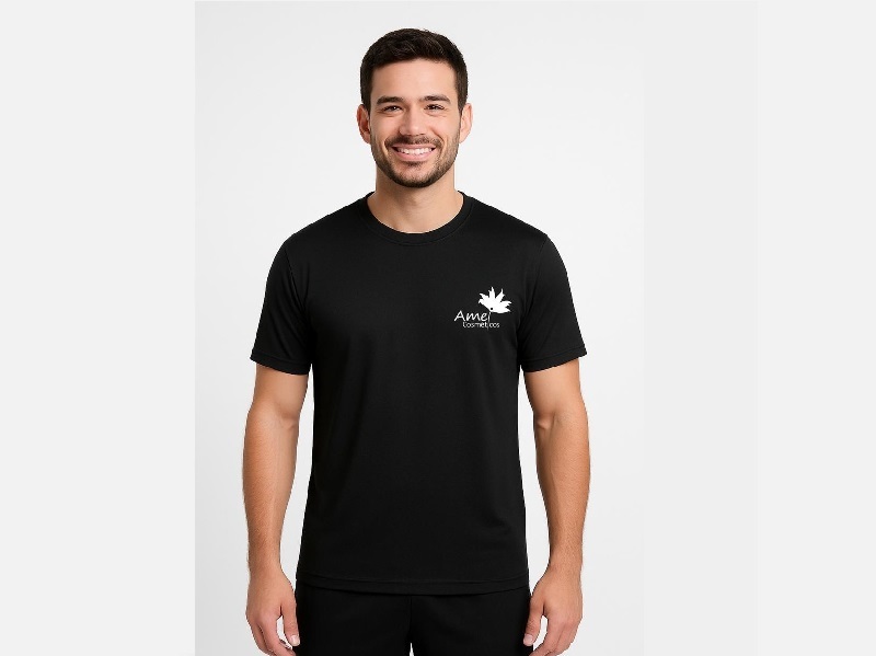 Camiseta Dry Fit Preta tamanho P (46cm de Largura X 62cm de Altura) Unissex