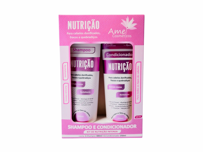 Kit 1 Shampoo 300ml + 1 Condicionador 250ml Nutri��o Intensa - Amei Cosm�ticos