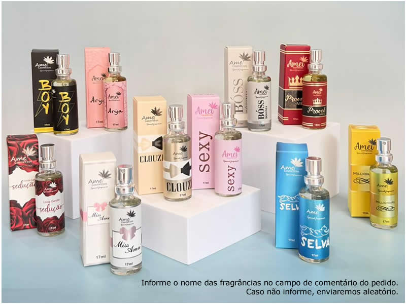 Kit com 10 perfumes de 17ml + Frete Gr�tis + site + loja virtual Amei Cosm�ticos